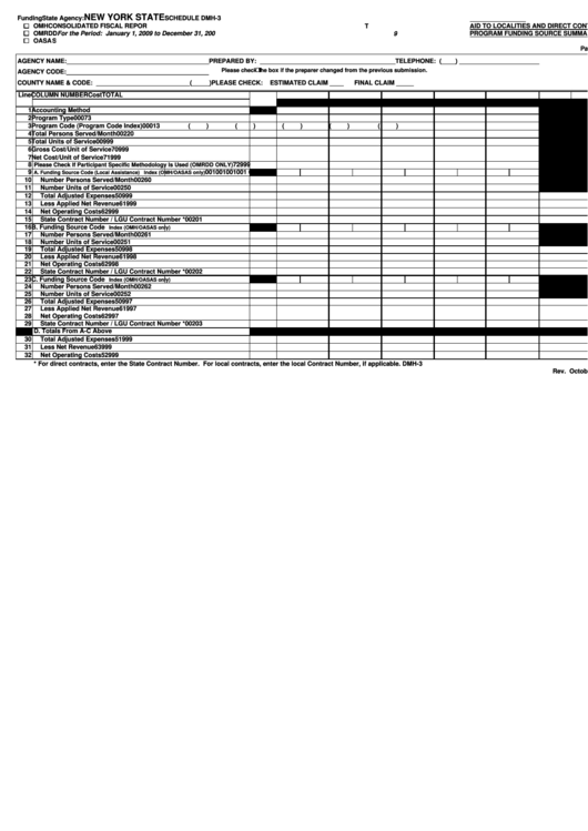 Schedule Dmh-3 - Consolidated Quarterly Report - Office Of Mental Health Of New York State Printable pdf