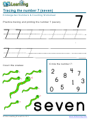Kindergarten Numbers & Counting Worksheet - Tracing The Number 7