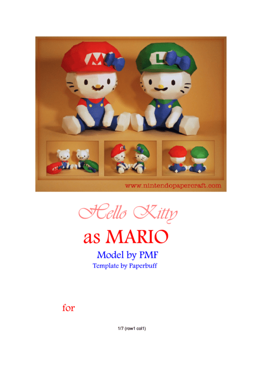 Hello Kitty As Mario Template Printable pdf