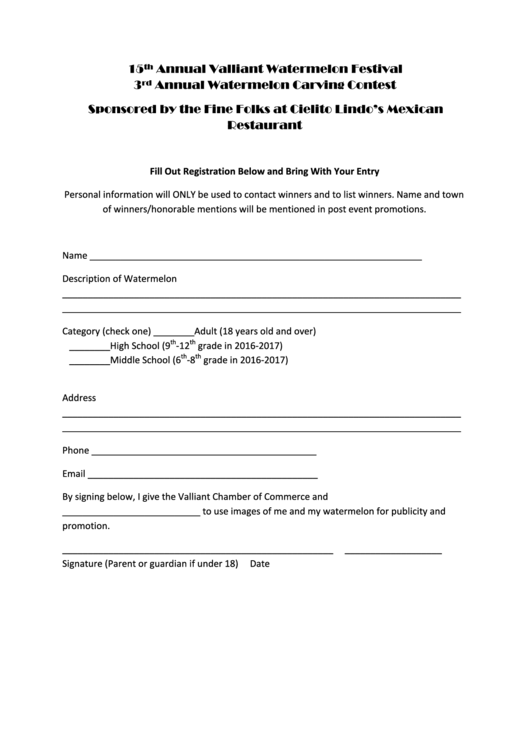 Festival Watermelon Carving Contest printable pdf download