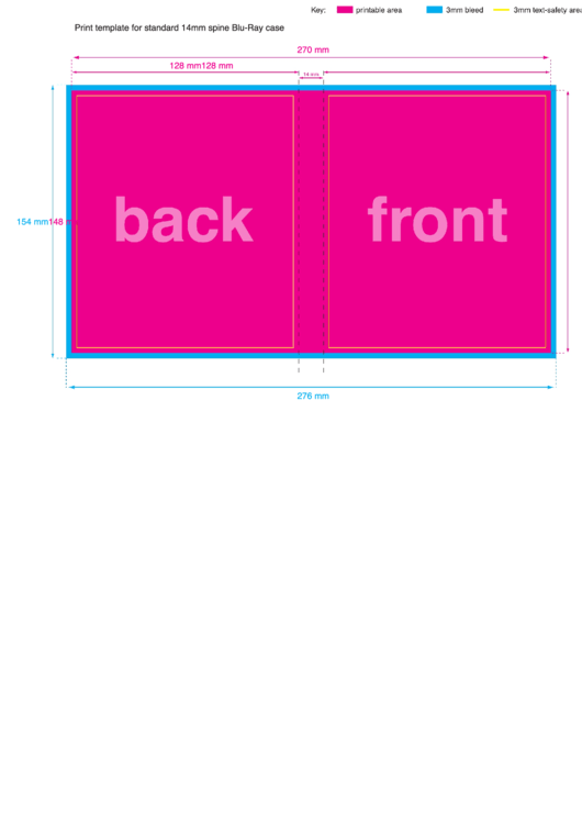 14mm Spine Blu-Ray Case Template - Pink Printable pdf