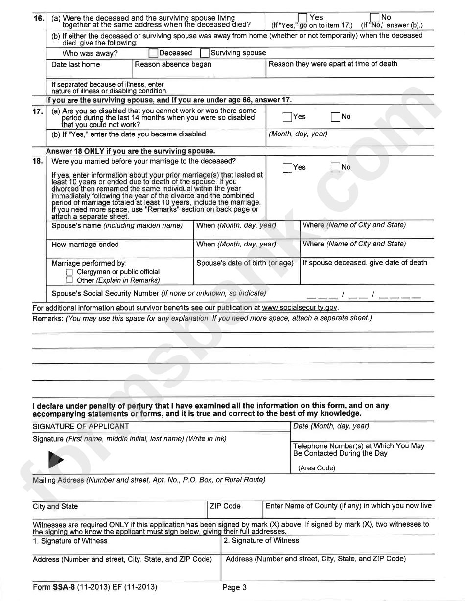 Form Ssa-8 - Application For Lump-Sum Death Payment