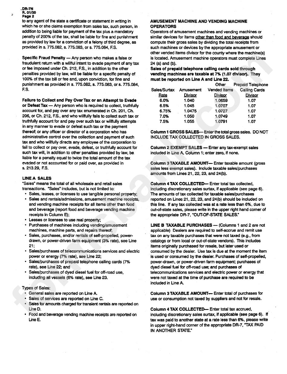 Instructions For Form Dr-7ar - Consolidated Sales And Use Tax Return - Florida Department Of Revenue