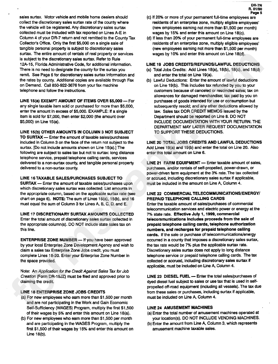 Instructions For Form Dr-7ar - Consolidated Sales And Use Tax Return - Florida Department Of Revenue