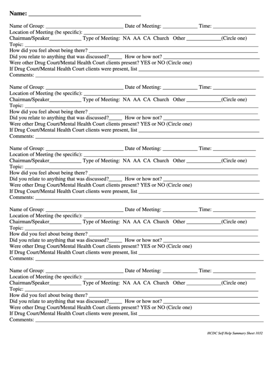 Court Summary Sheet And Weekly Task Log Printable pdf
