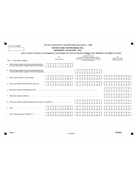 Instructions For Form 7510 - Amusement Tax Return - City Of Chicago Printable pdf