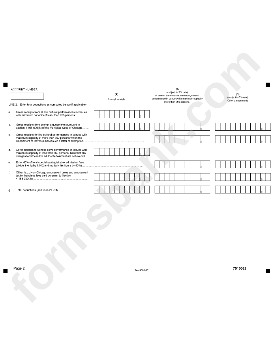 Instructions For Form 7510 - Amusement Tax Return - City Of Chicago