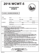 Form Wcwt-5 - Application For Refund Of Wilmington City Wage Tax - 2016