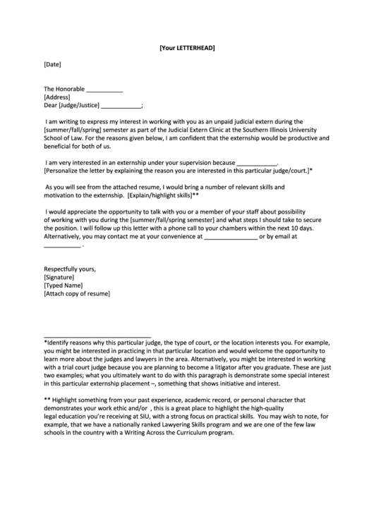 Sample Letter To Judge Written By An Extern Applicant printable pdf