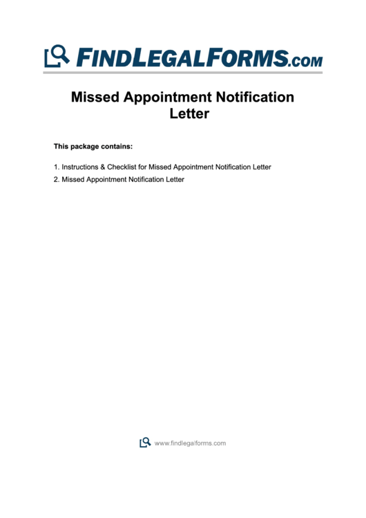 Missed Appointment Notification Letter Template Printable pdf