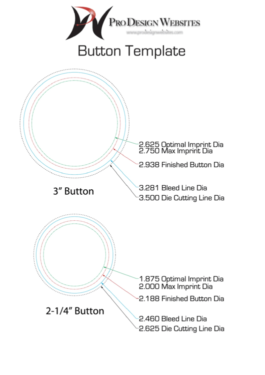 Custom Button Template - 3 And 2-1/4 Printable pdf