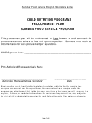 Procurement Plan For Summer Food Service Program