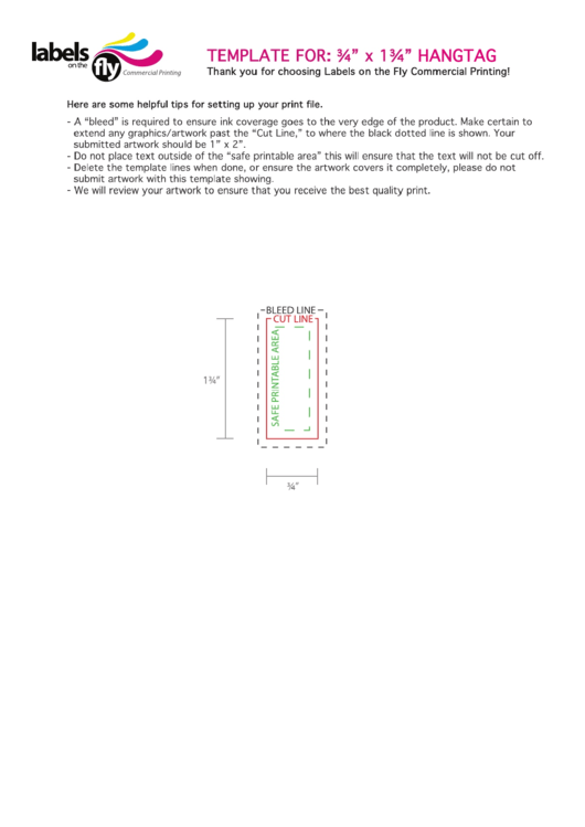 Labels On The Fly 3/4 X 1 3/4 Hangtag Template Printable pdf