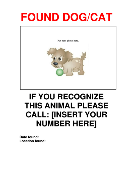 Found Dog/cat Poster Template