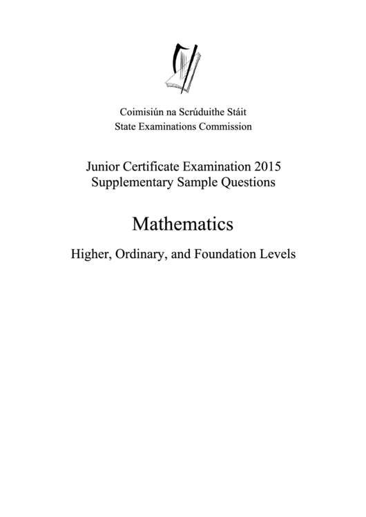 Mathematics Supplementary Sample Questions -Junior Certificate Examination Printable pdf