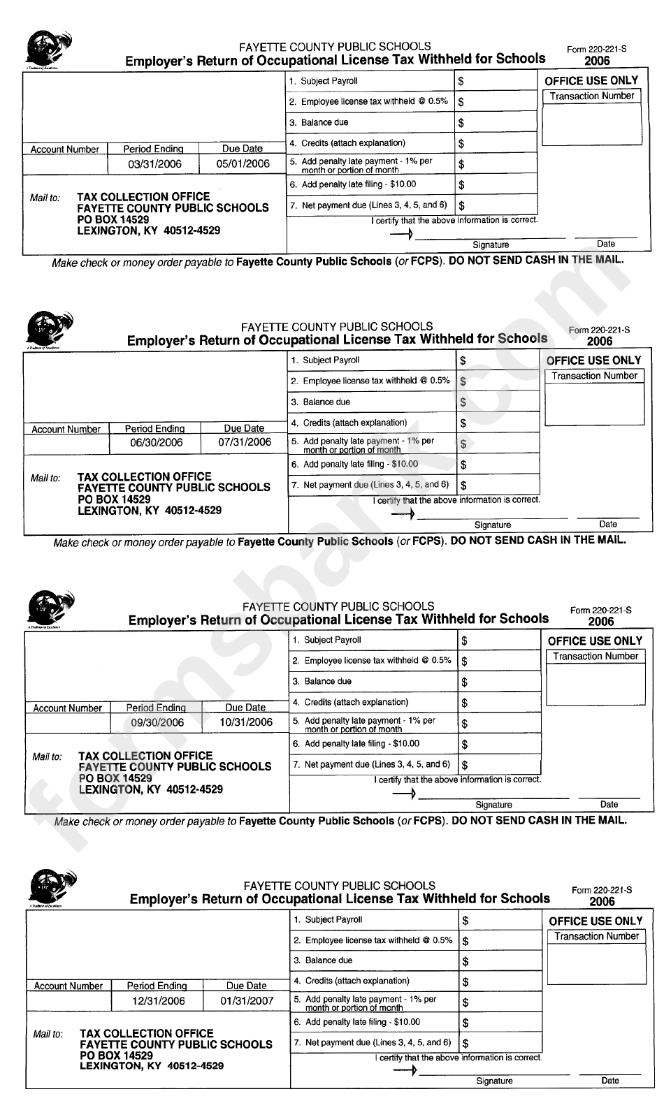 Form 220-221-S - Employer