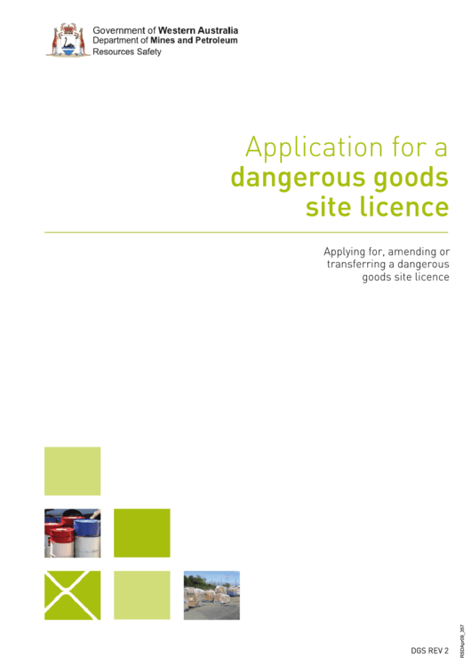 Application For A Dangerous Goods Site Licence - Government Of Western Australia Printable pdf