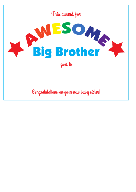 Big Sibling Awards Template Printable pdf