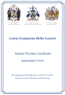 Master Plumber Certificate Application Form - Livery Companies Skills Council