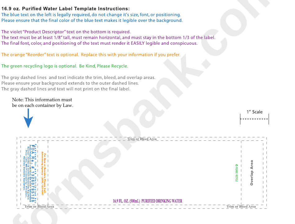 Purified Water Label Template (And Instructions)