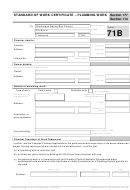 Form 71b - Standard Of Work Certificate - Plumbing Work