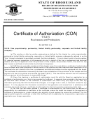 Certificate Of Authorization Initial Application - State Of Rhode Island Board Of Registration For Professional Engineers