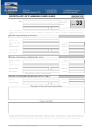Form 33 - Certificate Of Plumbing Compliance