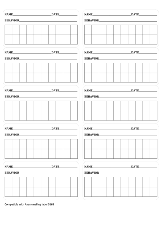 Student Behavior Card Template Printable pdf