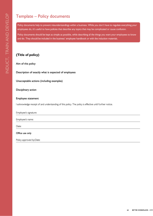 Template For Policy Documents Printable pdf