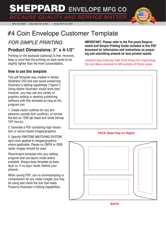 Coin Envelope Template 3" X 41/2" printable pdf download