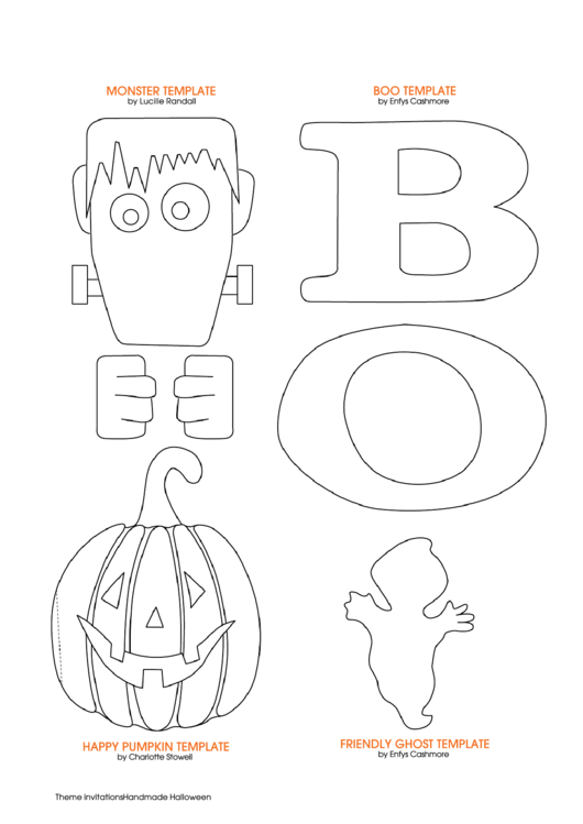 Halloween Monster, Boo, Pumpkin, Ghost Templates Printable pdf