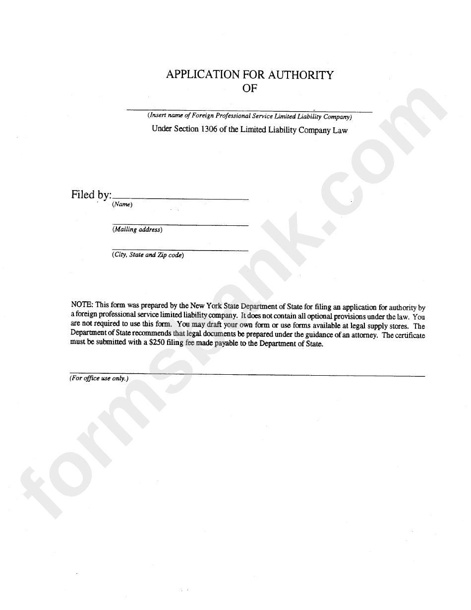 Form Dos-1369 - Application For Authority