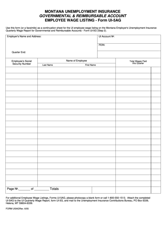 Form Ui-5g - Quarterly Wage Report - 2017 Printable pdf