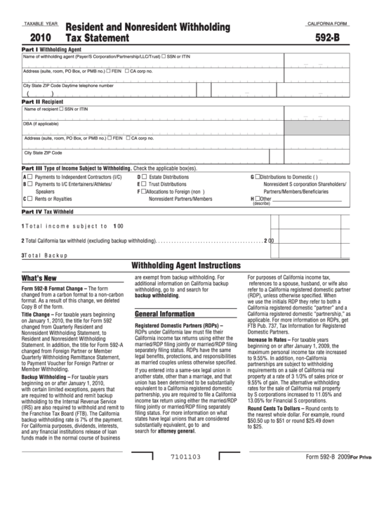 Form 592 B Fillable Printable Forms Free Online