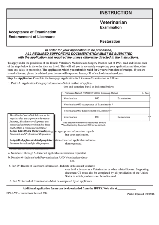 Form Il486-1019 - Application For Licensure And/or Examination