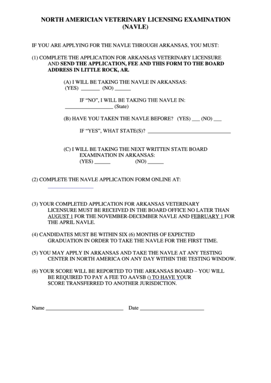 North Americian Veterinary Licensing Examination (Navle) Checklist Printable pdf