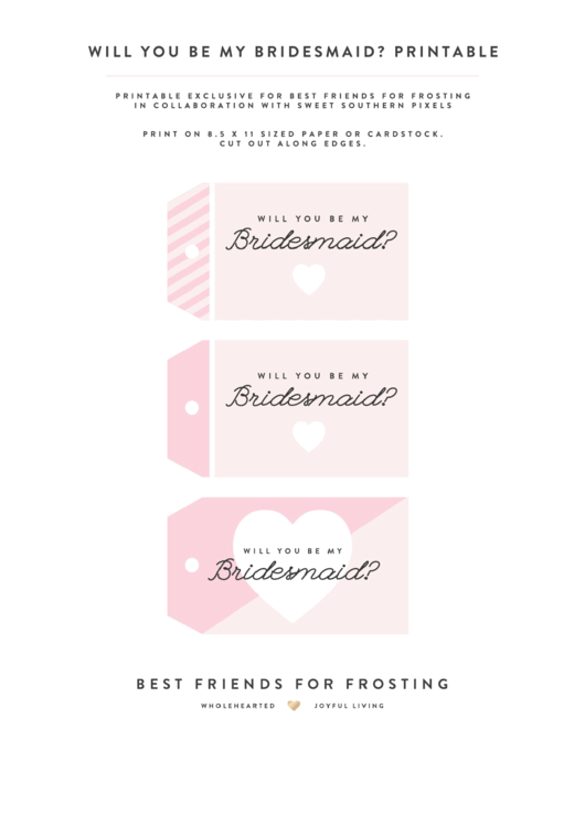 Will You Be My Bridesmaid - Card Template Printable pdf