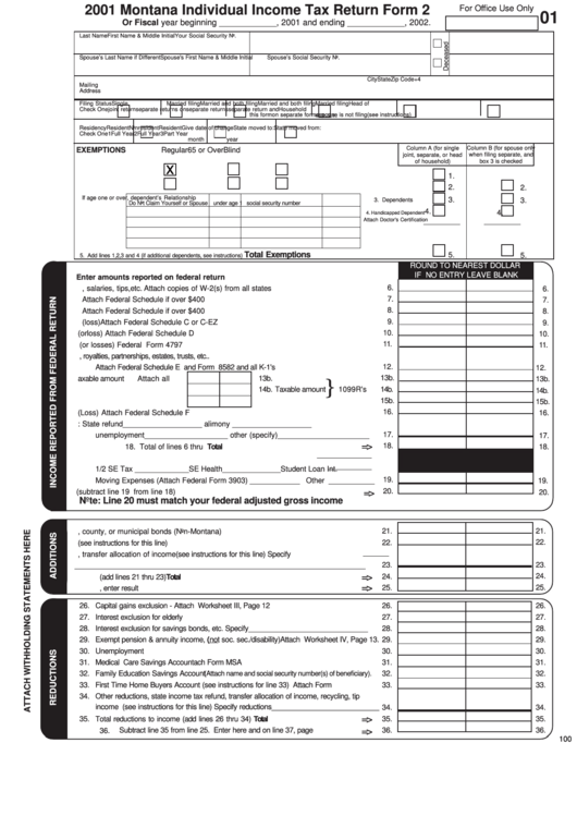 form-2-montana-individual-income-tax-return-2001-printable-pdf-download