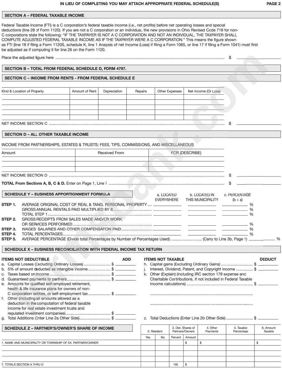 Form R2-B - Business Pickerington City Income Tax - 2015