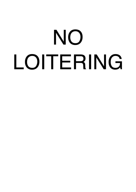 No Loitering Sign Template Printable pdf