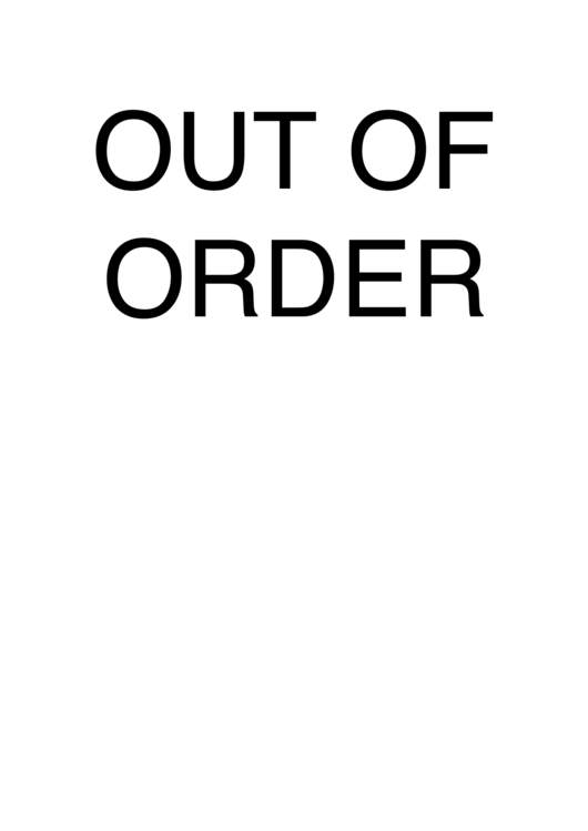Out Of Order Sign Template Printable pdf