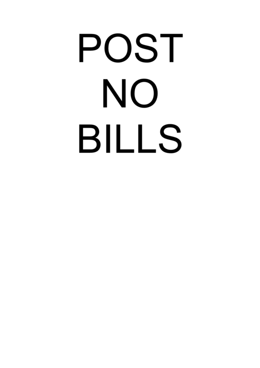 Post No Bills (Landscape) Sign Template Printable pdf