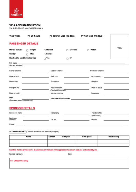 Uae Visa Application Form