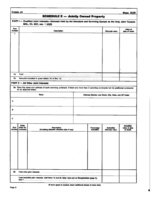 Schedule E (Form 706) - Jointly Owned Property Printable pdf