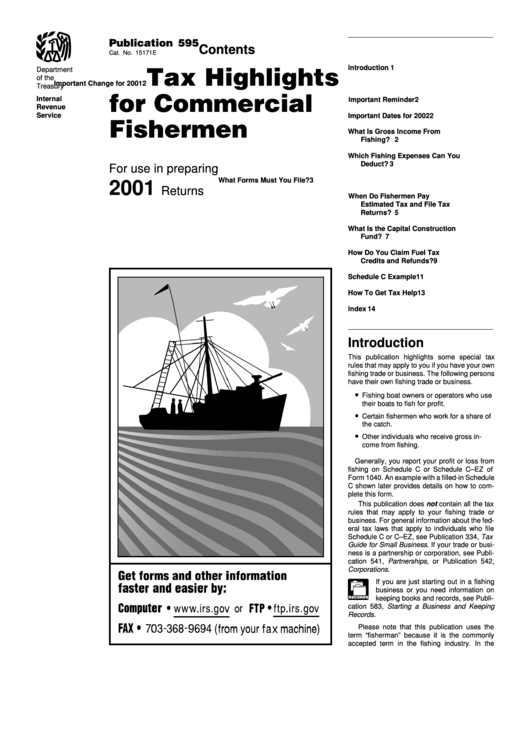 Irs Publication 595 - Tax Highlights For Commercial Fishermen - 2001 Printable pdf