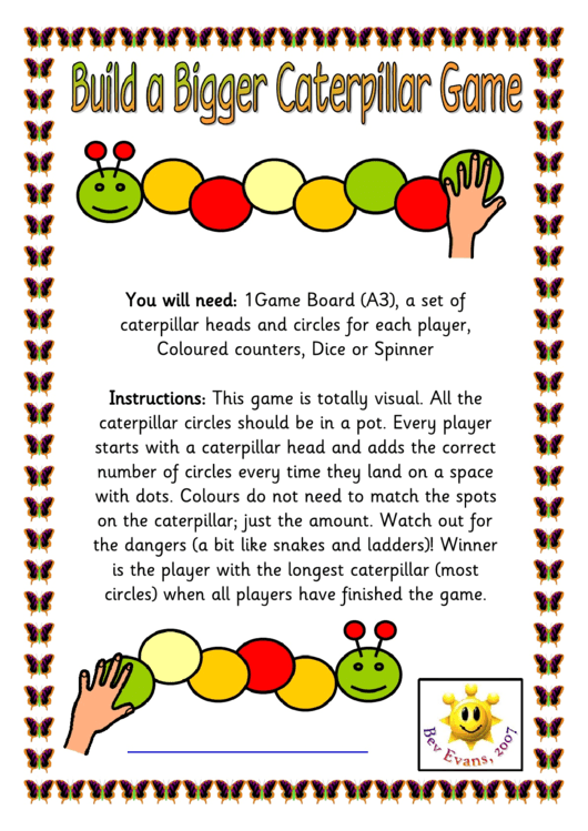 Build A Bigger Caterpillar Game Template Printable pdf