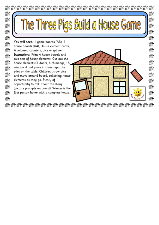 The Three Pigs Build A House Game Template Printable pdf