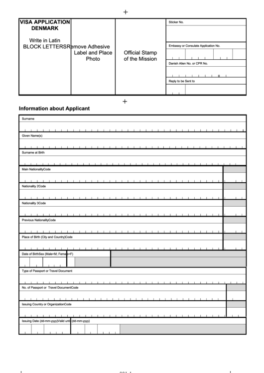 Fillable Denmark Visa Application Form Printable pdf