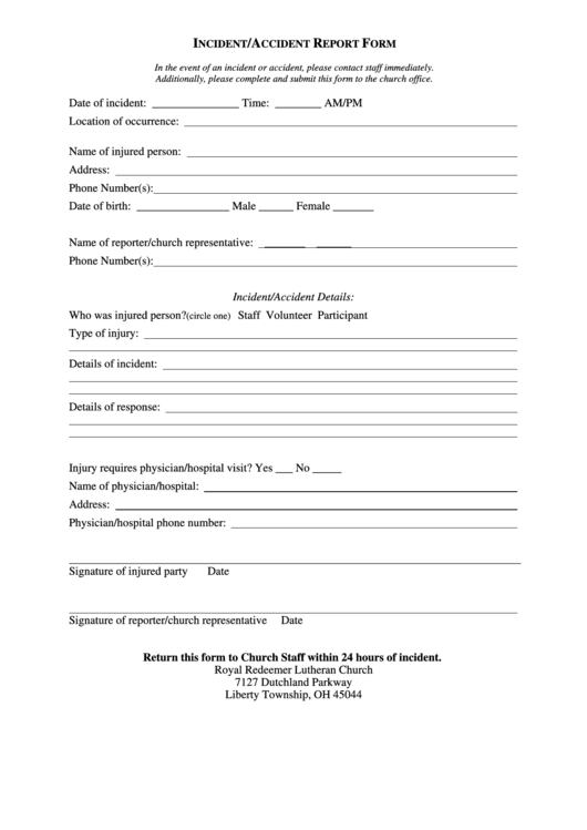 Ohs Incident Report Template Free