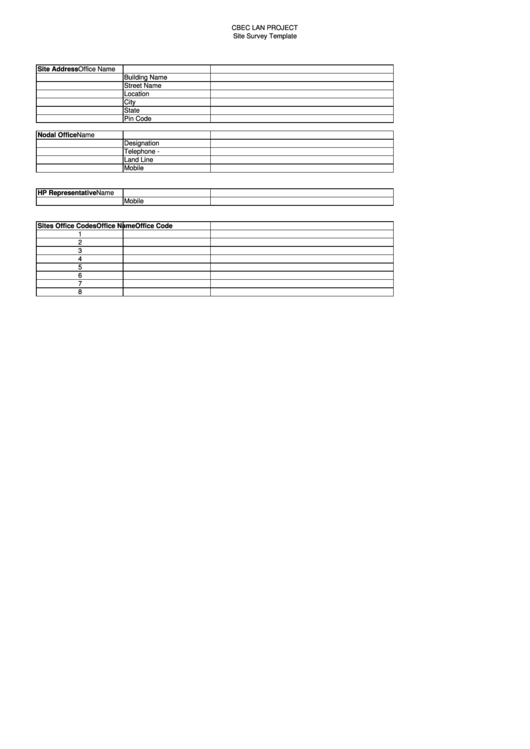 Cbec Lan Project Site Survey Template Printable pdf